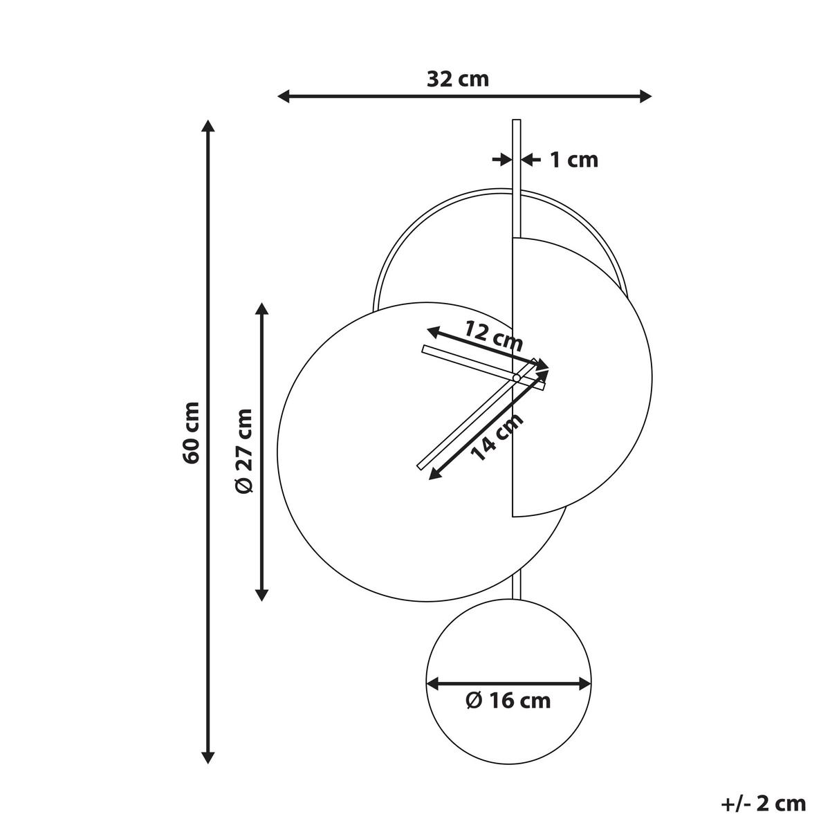WANDUHR 32 cm Metall Grau Nendaz - Grau, Metall (32/60/2cm) - Beliani
