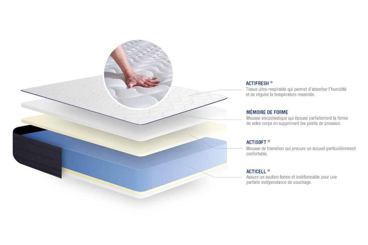 BETT Actimemo life Memory-Schaum 80 x 200 cm h4 - Kit Bettgestell Grau - Beige/Grau, Karton/Holz (80/200cm) - ACTISOM