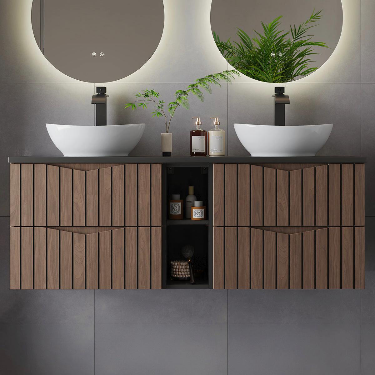 WASCHTISCHUNTERSCHRANK 140.6cm Siena Holz und Schwarz - Schwarz, Holzwerkstoff (140.6/52.2/46.5cm) - Petits-meubles
