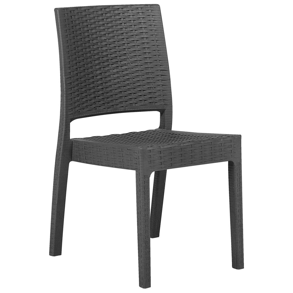 GARTENSTUHL 2er-Set Rattanoptik graphitgrau Fossano - Grau, Kunststoff (60/89/47cm) - Beliani