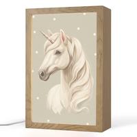 NACHTTISCHLAMPE Einhorn - Weiß - Punkte 20x30 cm - Taupe, Holzwerkstoff (8/20/30cm) - OnlyWow