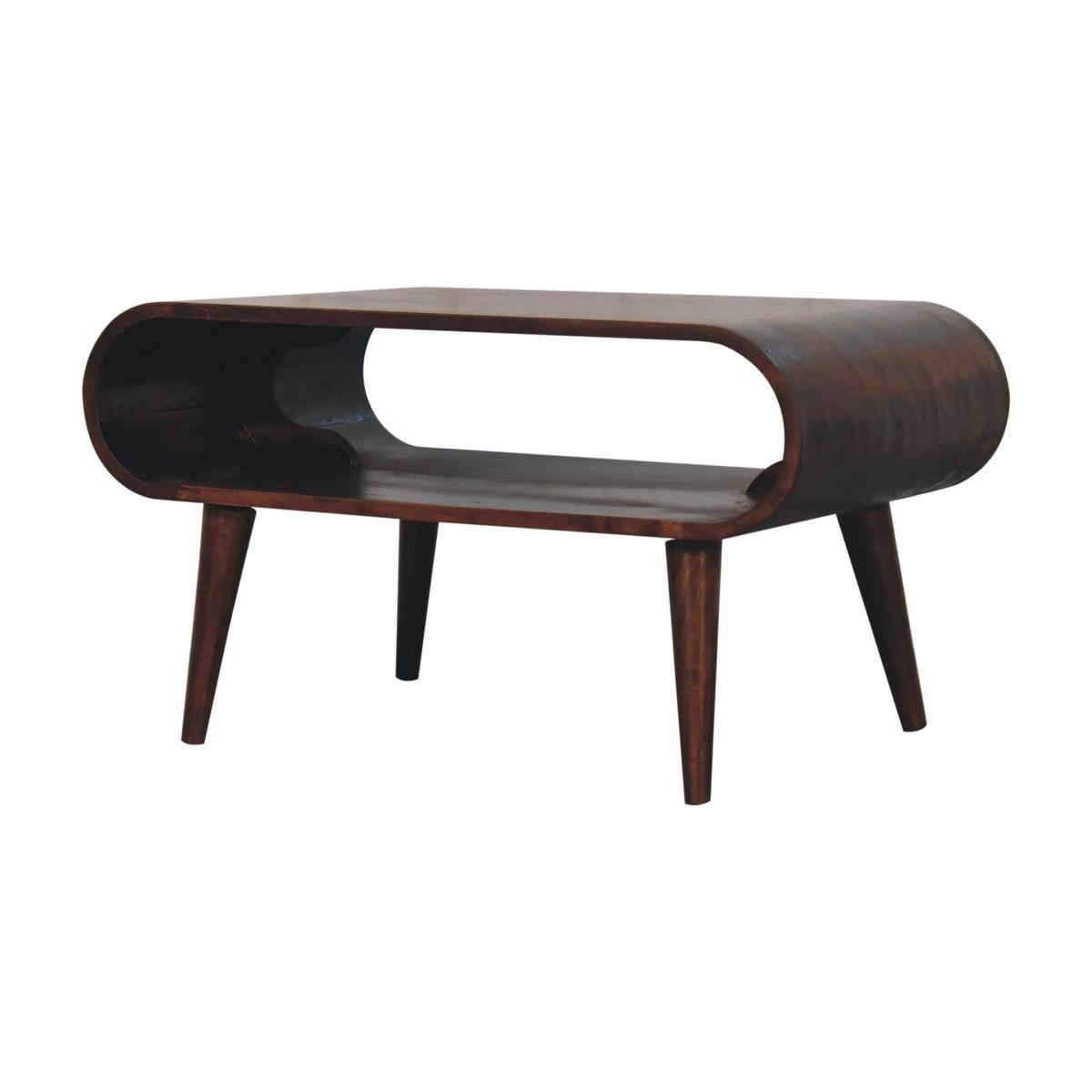COUCHTISCH California Walnuss-Finish, 1 Regal, Dunkelbraun - Dunkelbraun, Mangoholz/Holz (80/50/44cm) - Artisan Furniture