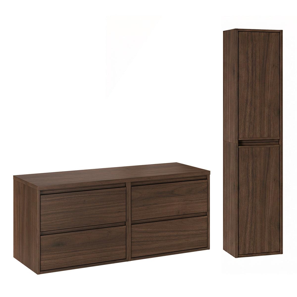 WASCHTISCHUNTERSCHRANK 120cm Edmé 2er-Set Dunkles Holz - Braun, Holzwerkstoff (120/52.2/46cm) - Petits-meubles