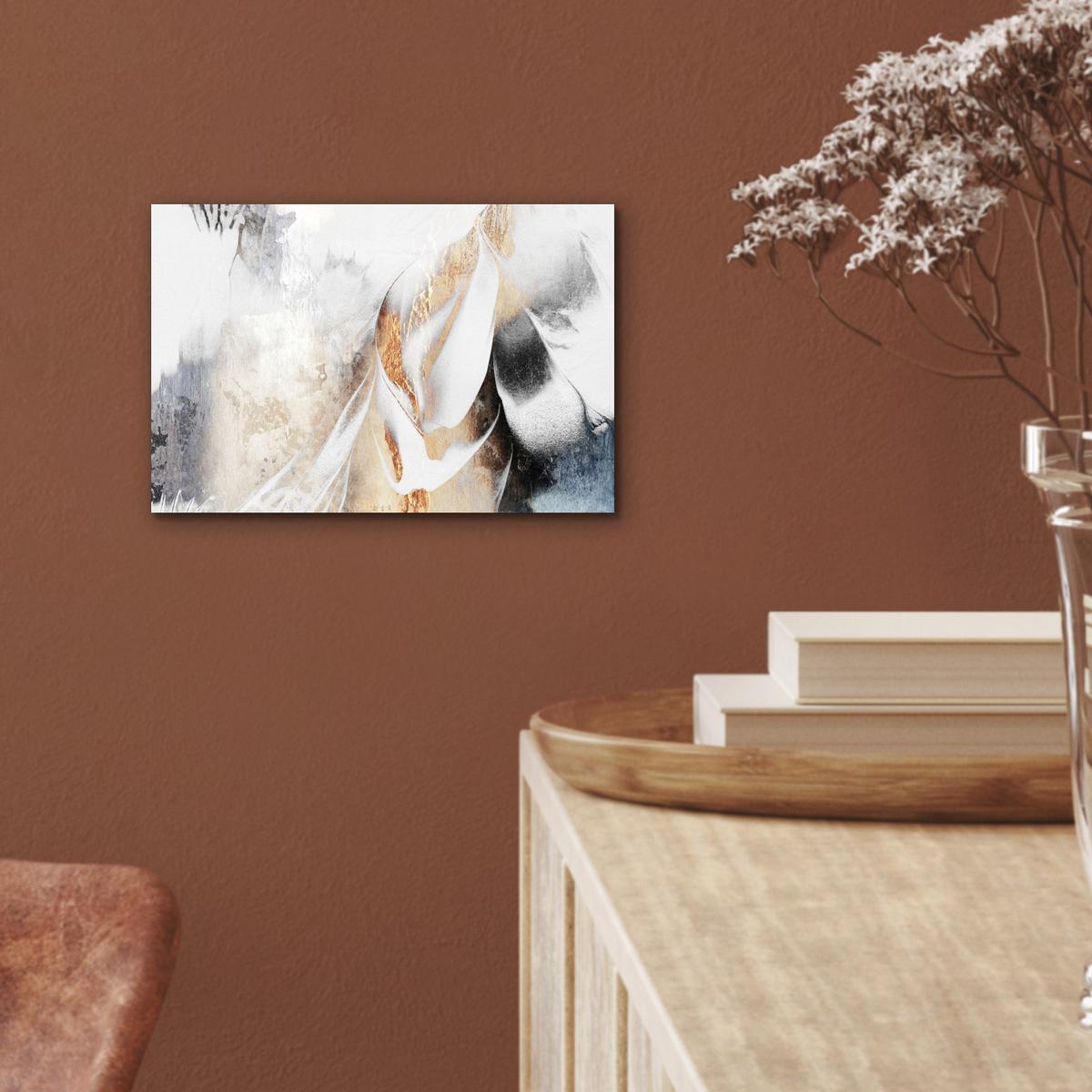 METALLBILD Luxus - Abstrakt - Gold - Weiß 30x20 cm - Goldfarben, Metall (30/20cm) - MuchoWow
