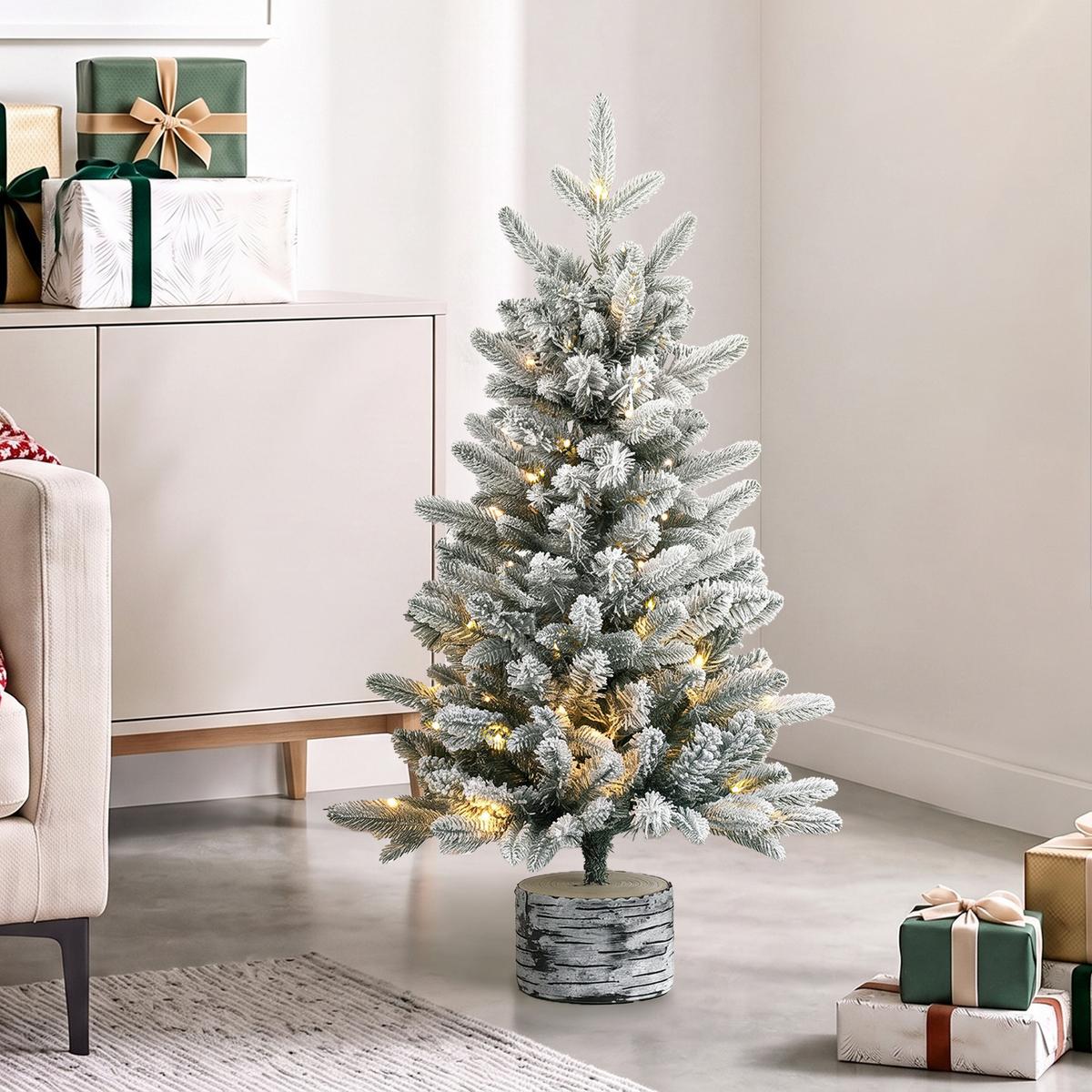 WEIHNACHTSBAUM-MIT-LICHT PE Metall Weiß - Weiß, Kunststoff (90cm) - HOMCOM