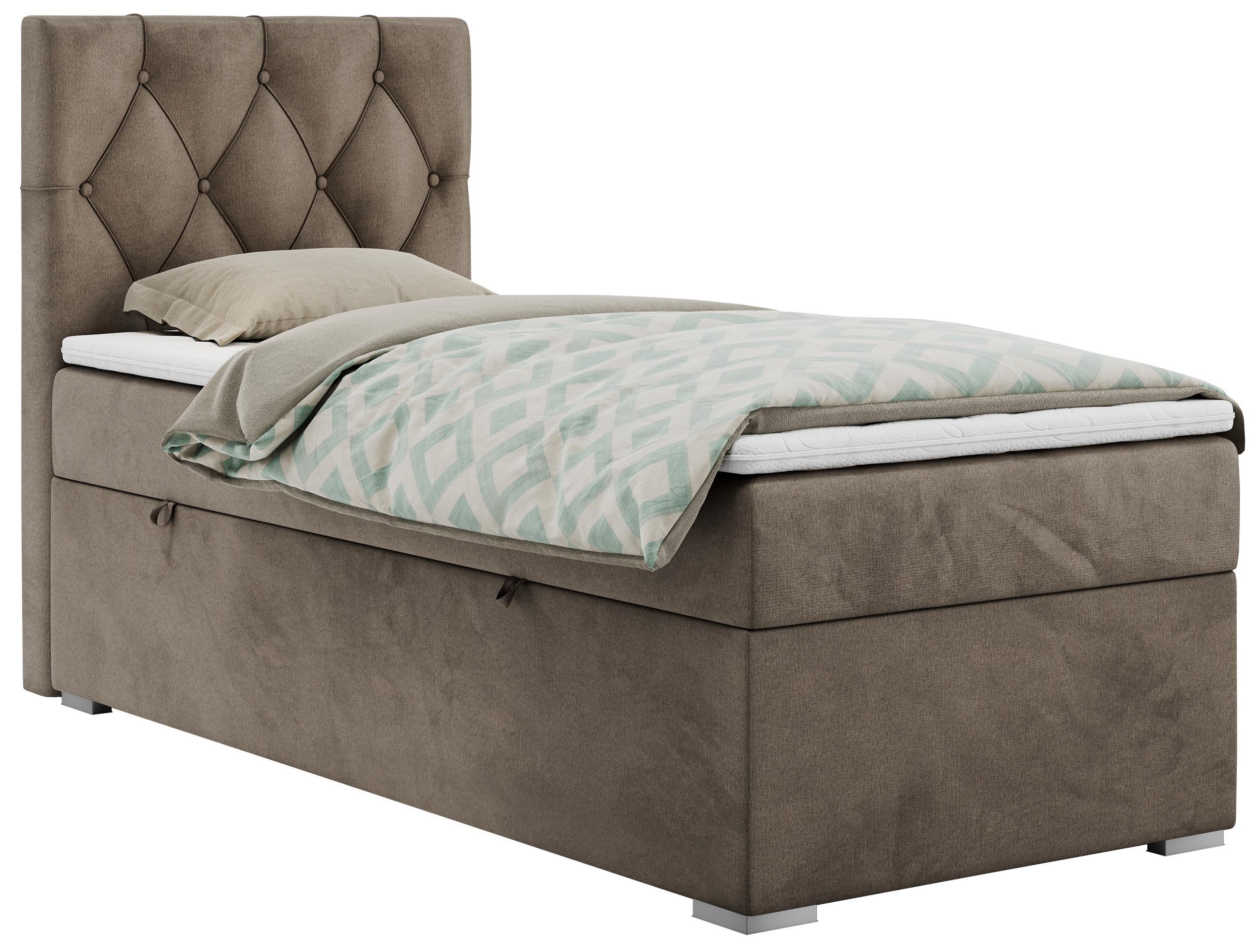 BOXBETT ALDA 90/200 Braun Velvet - H3 - Links Seite - Braun, Holz/Textil (90/200cm) - MKS