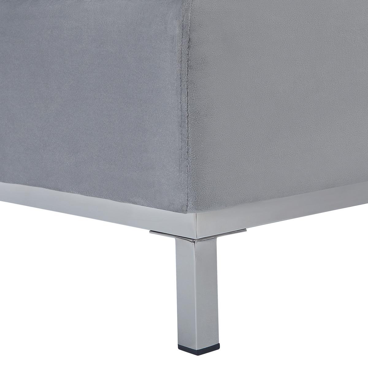 ECKSOFA Samtstoff Grau linksseitig Oslo - Grau, Textil (270/151cm) - Beliani