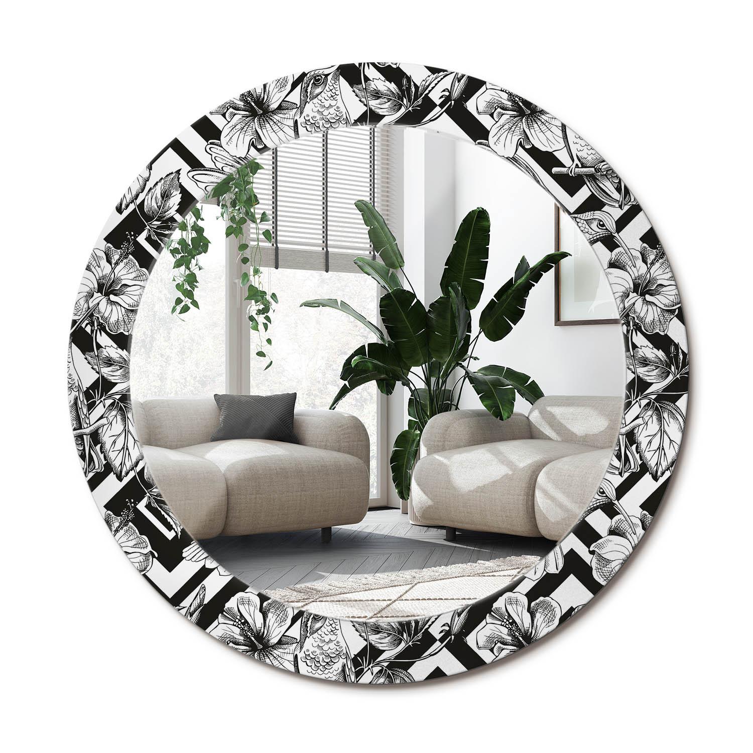 SPIEGEL Rund Ø 70 cm mit Aufdruck - Schwarz, Glas (70/70/0.4cm) - Wallfluent