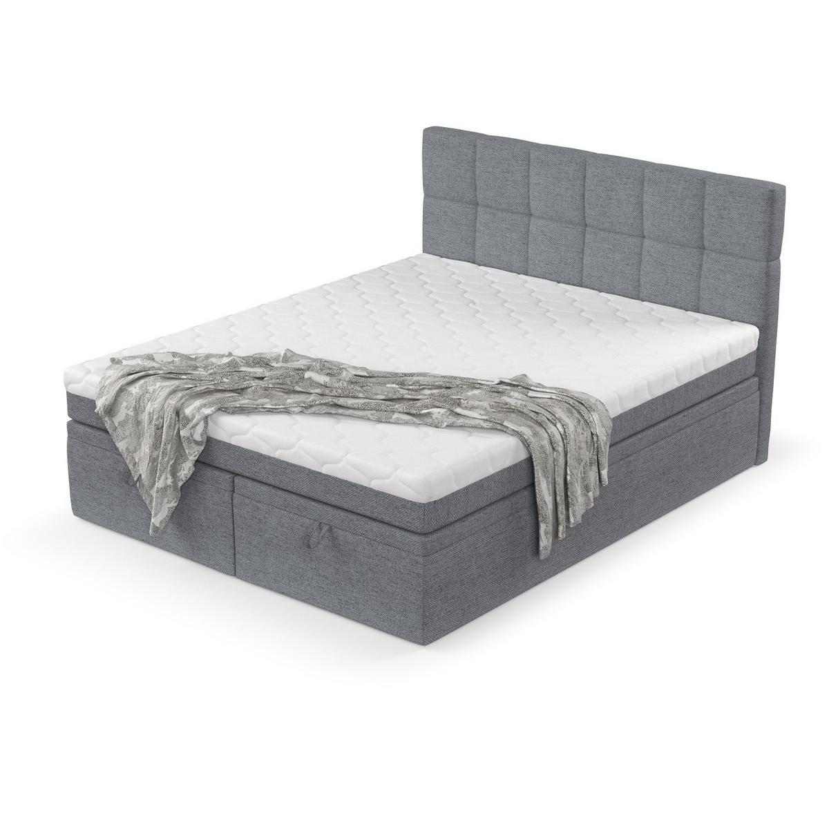 BOXBETT Elano 200/200 cm Grau im Neve Stoff - Schwarz/Grau, Holz/Holzwerkstoff (200/200cm) - AltaBeds