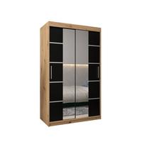 SCHWEBETÜRENSCHRANK 200/120/62 2-türig - Silberfarben/Schwarz, Holz/Kunststoff (120/200/62cm) - MÖBEL KRYSPOL