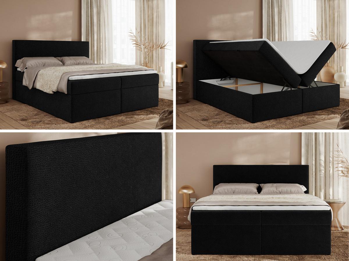 BOXBETT JAGUAR 140/200 - Schwarz Struktur - H4 - Schwarz, Holz/Textil (140/200cm) - MKS