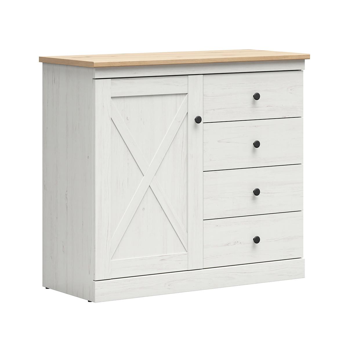 KOMMODE Victoria Weiß und Holz - Weiß, Holzwerkstoff (103/92/43cm) - Petits-meubles