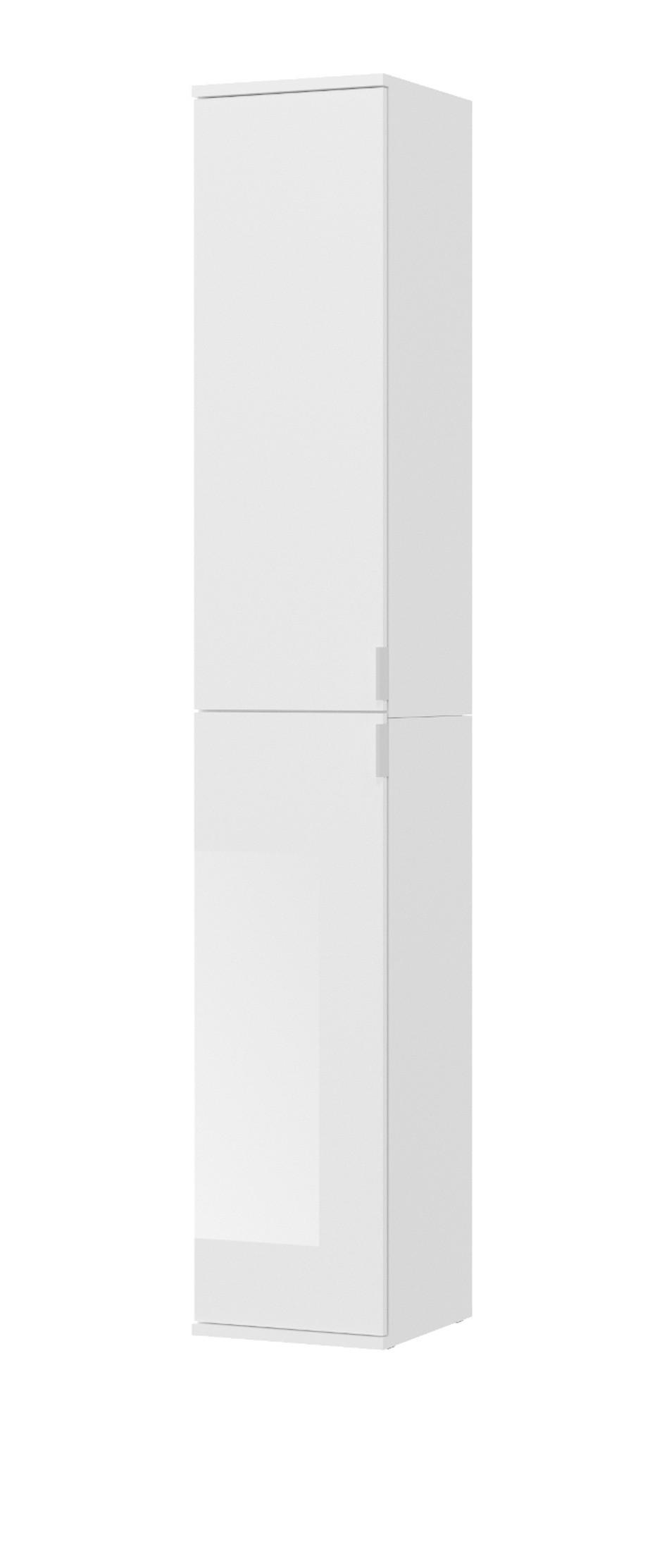 KLEIDERSCHRANK weiß Hochglanz 30 cm, Flurschrank mit 6 Fächern - Chromfarben/Weiß Hochglanz, Holzwerkstoff/Metall (30/193/34cm) - Inn.Furn