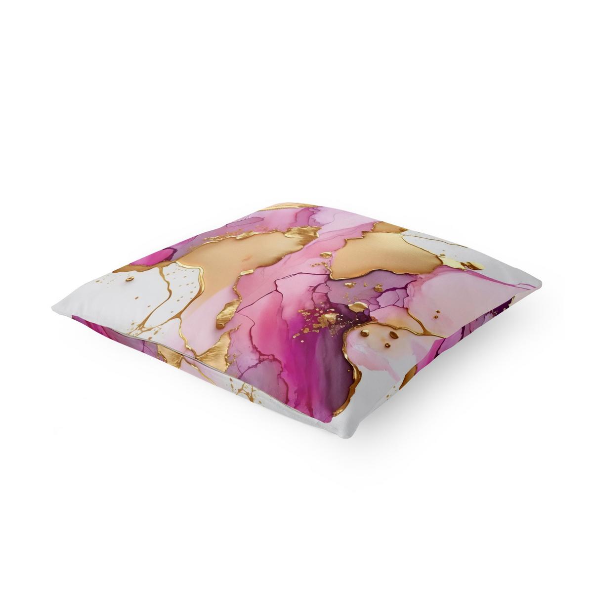 DEKOKISSEN Goldenes Farbspiel mit Pink 40/40 cm - Pink, Textil (40/40/10cm) - Bilderwelten