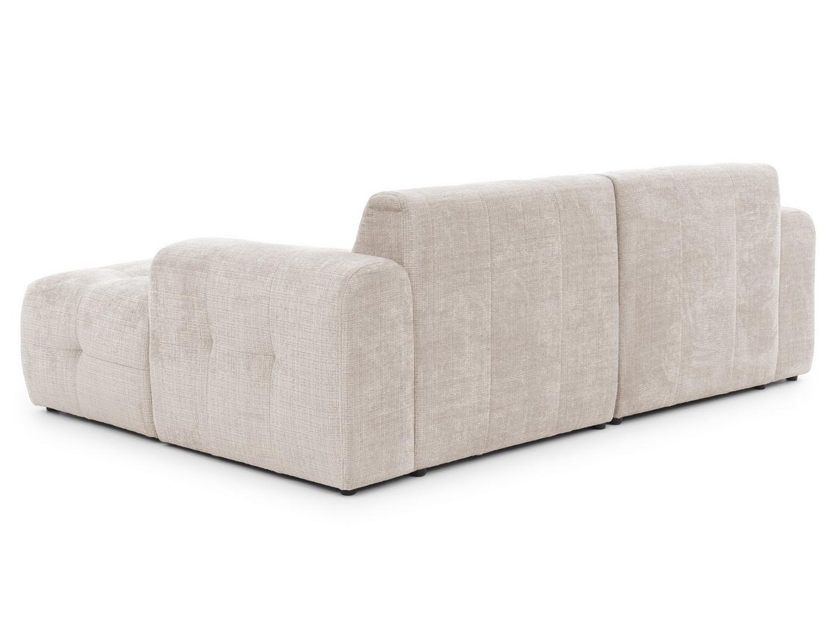 ECKSOFA Kozy im Bumpy-Design mit fester Rückenlehne aus weichem Beige Chenille-Stoff - Ottomane rechts - Beige/Creme, Holz/Kunststoff (234/161cm) - S-Style