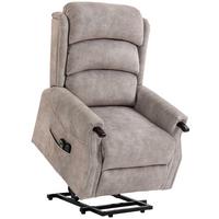 FERNSEHSESSEL-MIT-AUFSTEHHILFE Polyester Metall Hellgrau - Hellgrau/Naturfarben, Holz/Textil (79/111/93cm) - HOMCOM
