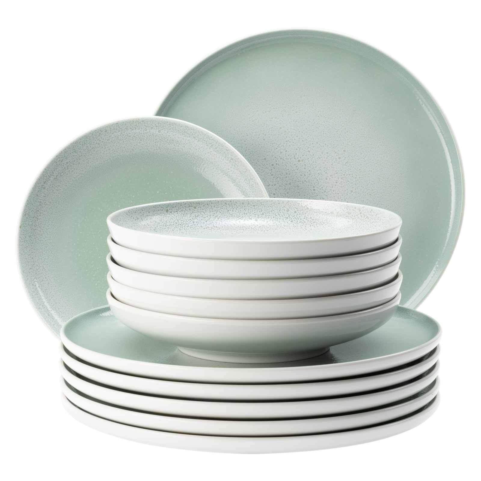 TAFELSERVICE Sento Home Aura mint 12-tlg. - Mintgrün, Keramik (32.3/23.5/32.3cm) - Seltmann Weiden