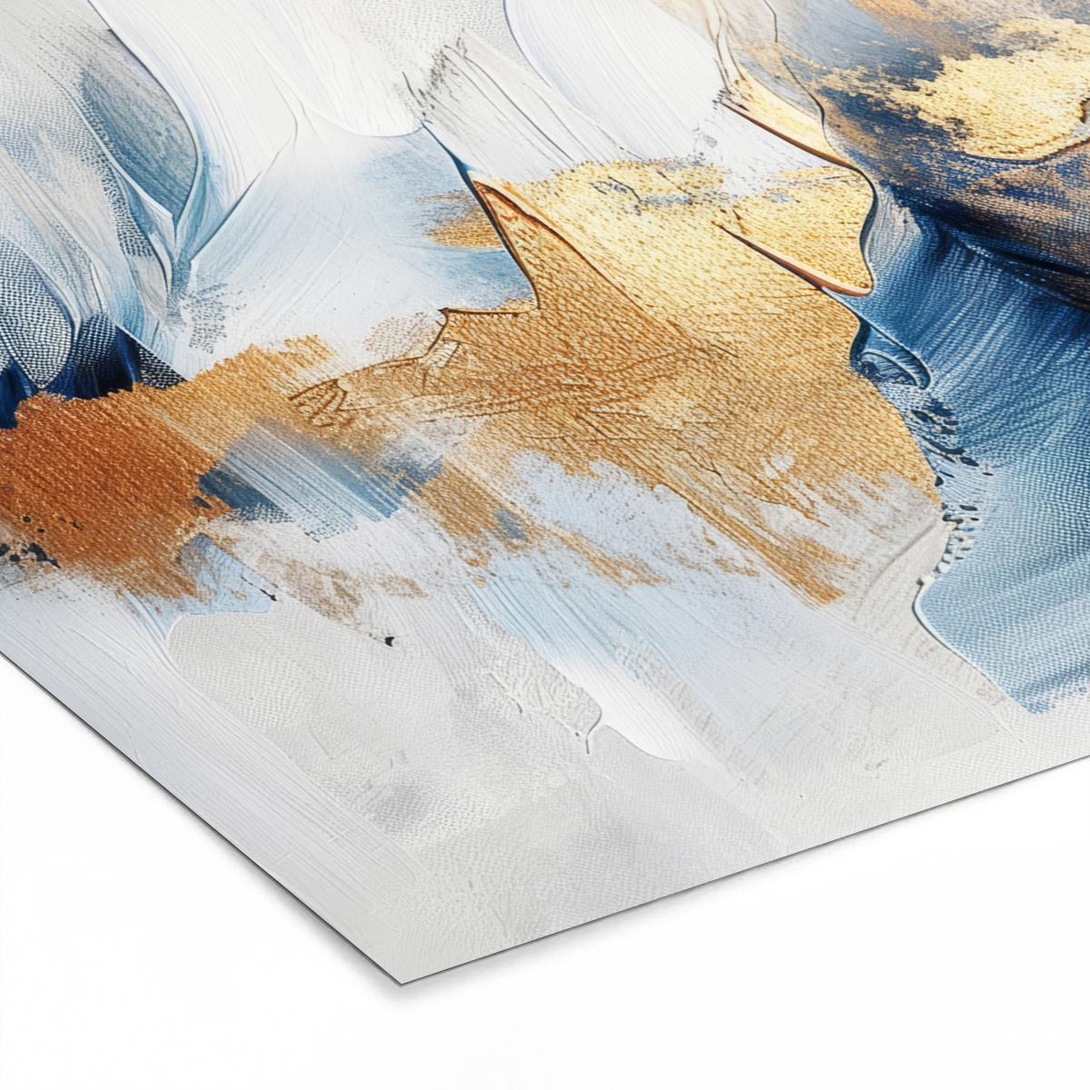 POSTER MIT RAHMENGERAHMTES BILD Gold - Blau - Aquarell - Kunst - Modern 40x40 cm - Hellblau, Papier (40/40cm) - MuchoWow