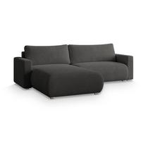 ECKSOFA TURIN N Grau Bucle-Stoff mit Schlaffunktion - Grau, Holz/Kunststoff (265/183cm) - MASSENO
