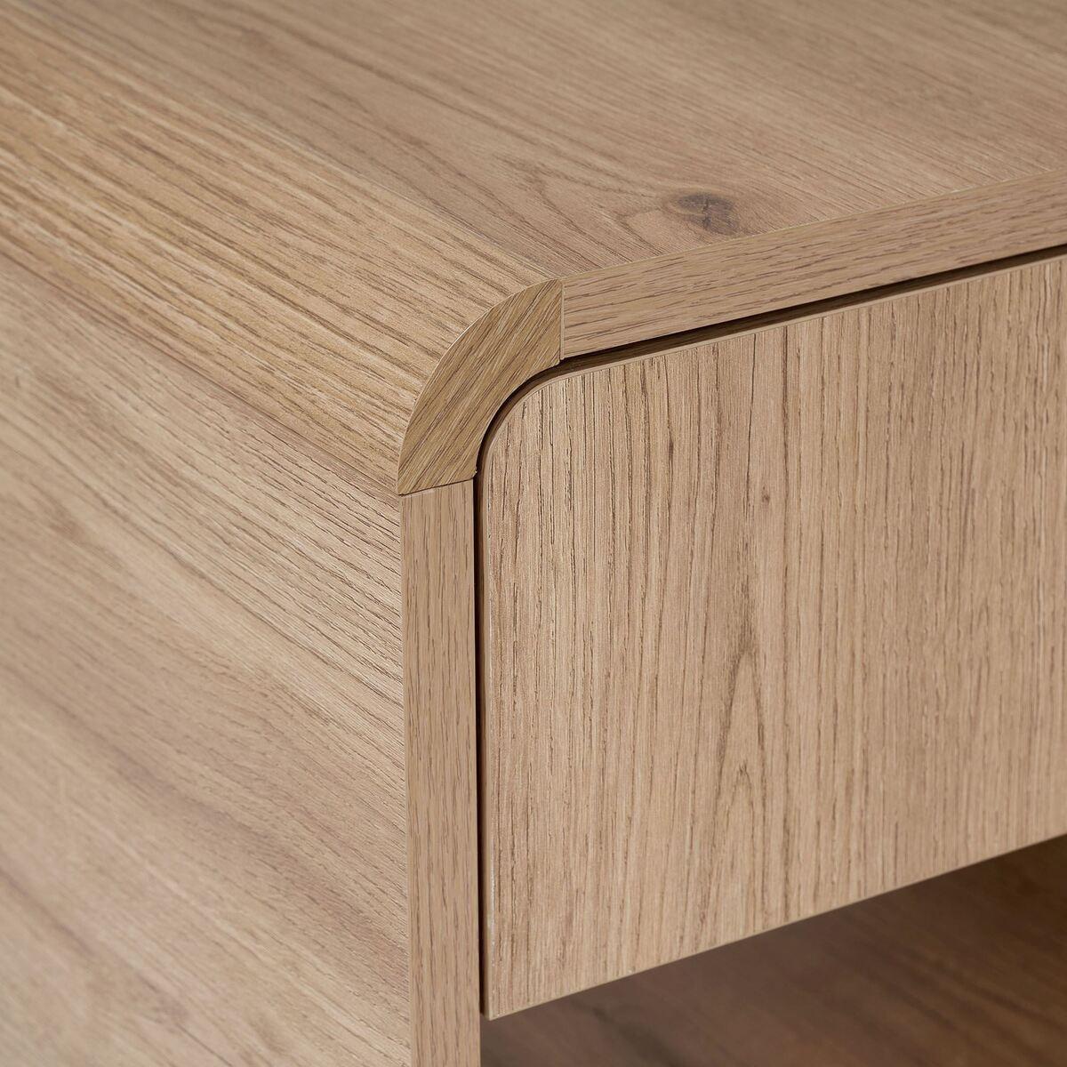 NACHTTISCH mit 1 Schublade und 1 Nische mit abgerundeten Kanten 40/45/45 cm - Eichefarben, Holzwerkstoff (40/45/17cm) - Calicosy