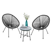 BALKONMÖBEL-SET Ostana schwarz 3-tlg. - Schwarz, Metall - Juskys
