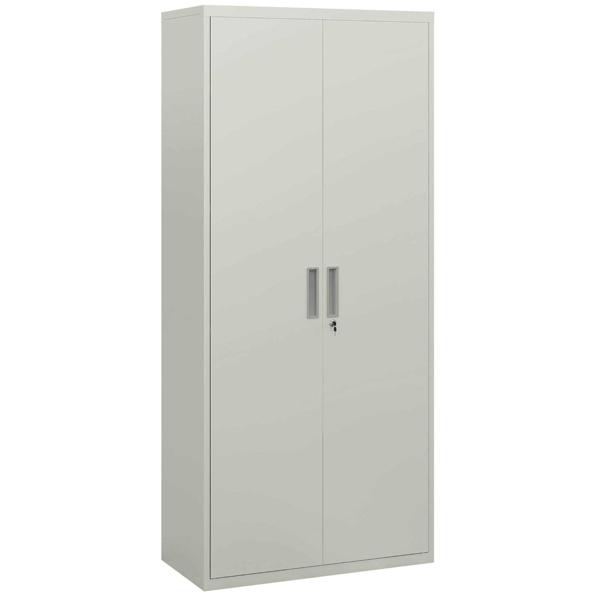 AKTENSCHRANK, Büroschrank mit 2 Türen, verstellbarer Ablage für Arbeitszimmer - Weiß, Metall (40/180/80cm) - HOMCOM