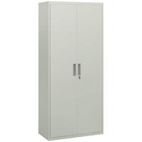 AKTENSCHRANK, Büroschrank mit 2 Türen, verstellbarer Ablage für Arbeitszimmer - Weiß, Metall (40/180/80cm) - HOMCOM