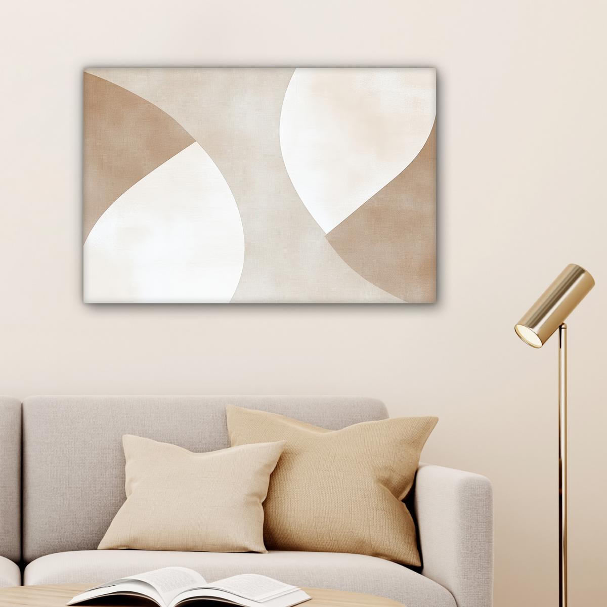 LEINWANDBILD Braun - Japandi - Abstrakt Gemälde 60x40 cm - Sandfarben, Textil (60/40cm) - MuchoWow