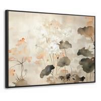 LEINWAND Bilder mit Rahmen - Blumen - Japandi - Wabi sabi - 70x50 - Sandfarben, Textil (70/50cm) - MuchoWow