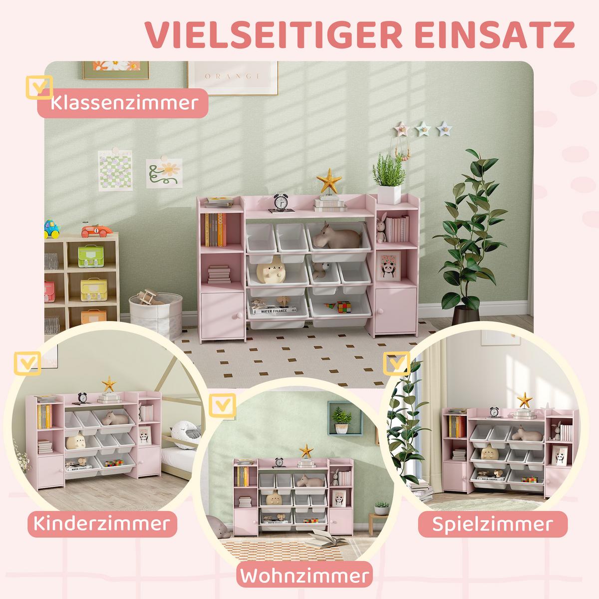 KINDERREGAL MDF Stahl Rosa - Rosa/Weiß, Holzwerkstoff/Kunststoff (30/90/140cm) - AIYAPLAY