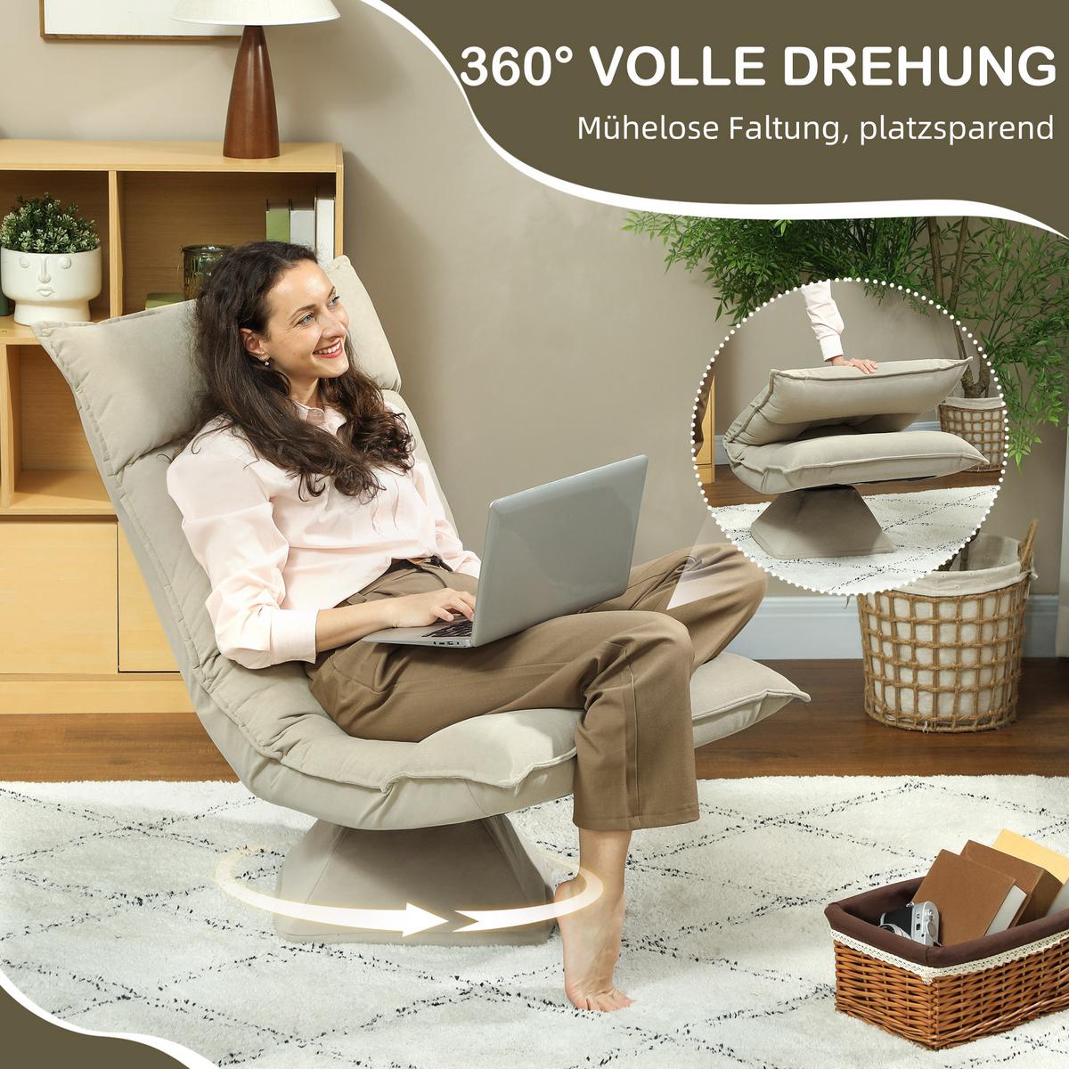 BODENSTUHL Polyester Beige - Beige, Kunststoff (62/95/70cm) - HOMCOM