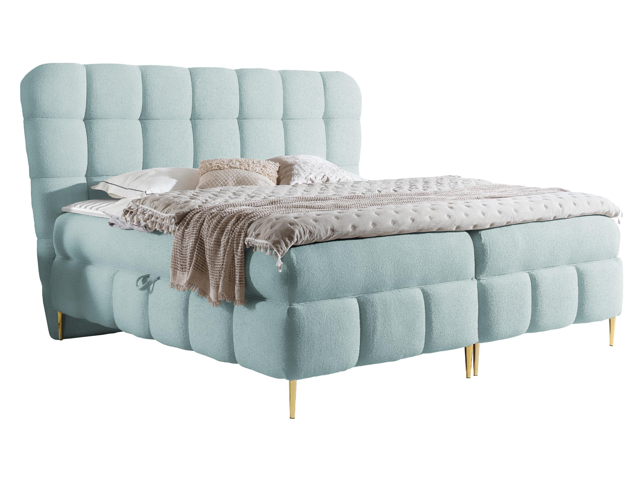 BOXBETT Lolly - H3 - Goldfarben/Hellblau, Holz/Textil (160/200cm) - MIRJAN24