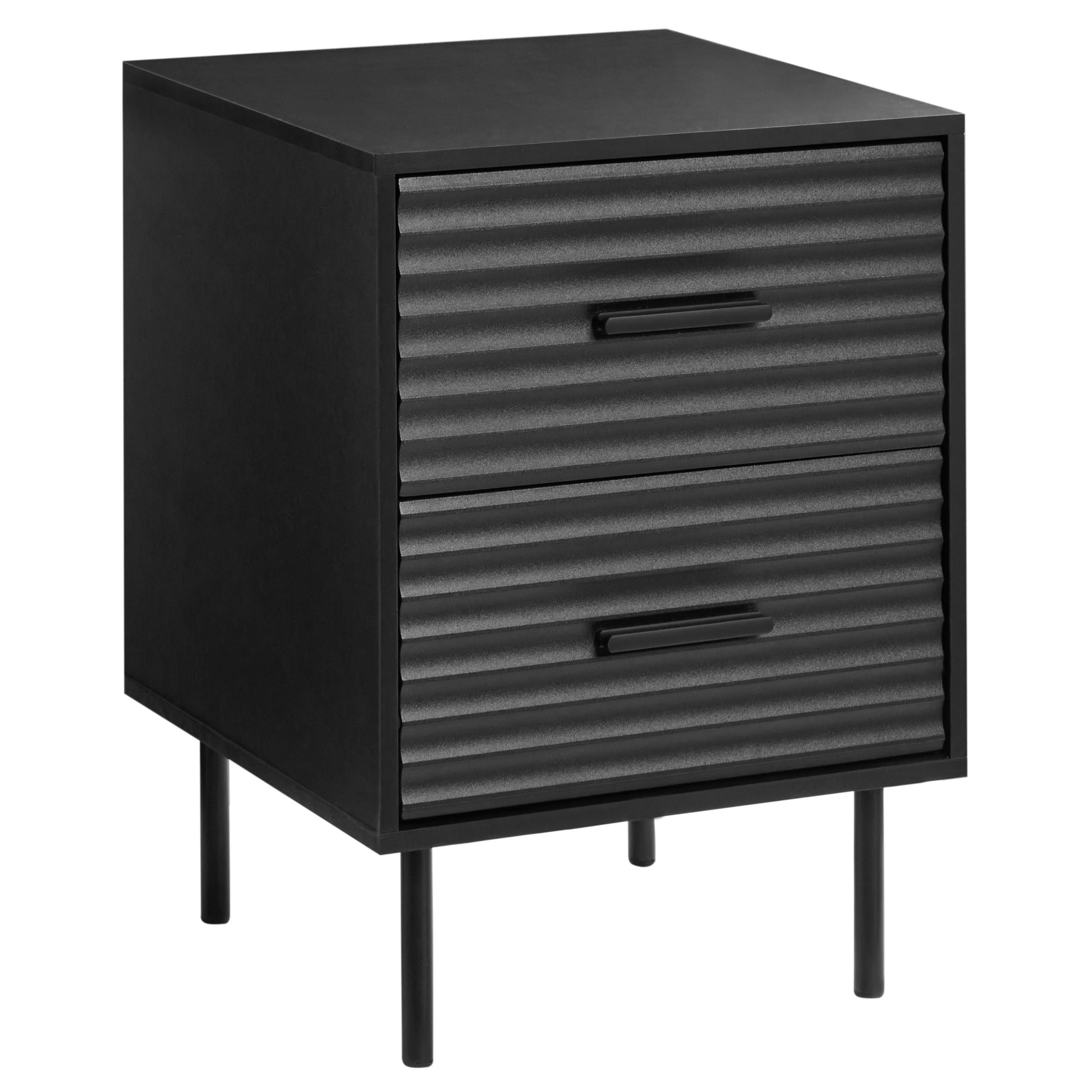 NACHTTISCH mit 2 Schubladen Schwarz Walgett - Schwarz, Holzwerkstoff (39/40/54cm) - Beliani