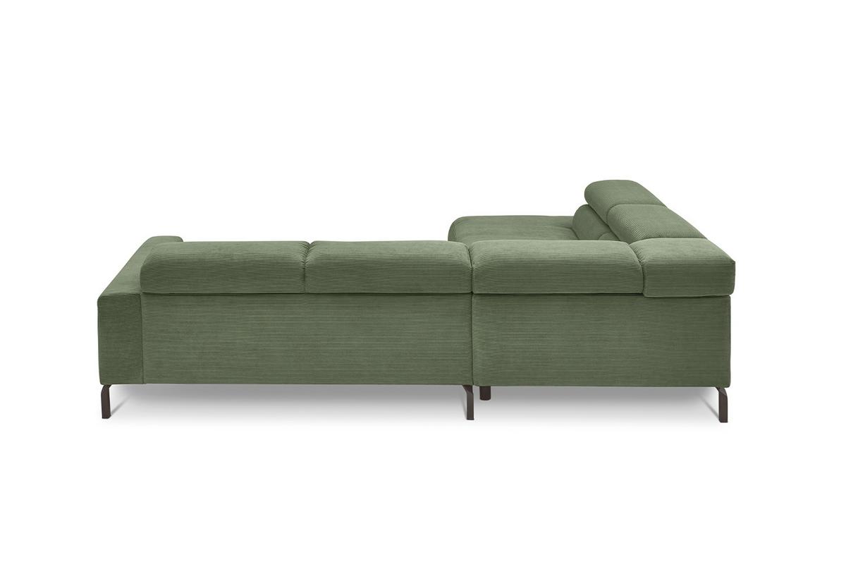 ECKSOFA DELIA Grün Cord - Schwarz/Olivgrün, Textil/Metall (276/219cm) - KAWOLA