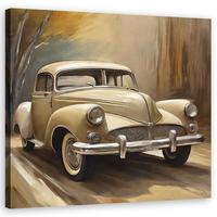 WANDBILD retro vintage auto - Beige, Textil (30/30cm) - Feeby