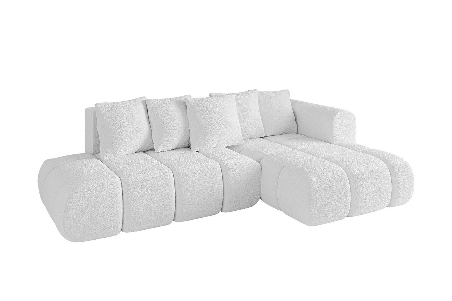 ECKSOFA Ottomane Rechts CLOUD-L-v1 280x185x90 Weiß Bouclé - Weiß, Holzwerkstoff/Kunststoff (185/280cm) - ALTDECOR