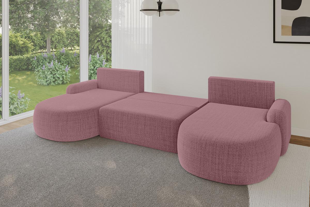 WOHNLANDSCHAFT mit Schlaffunktion und Bettkasten LIRA-U - 335x172x89 Altrosa - Altrosa, Holzwerkstoff/Textil (335/89/172cm) - ALTDECOR