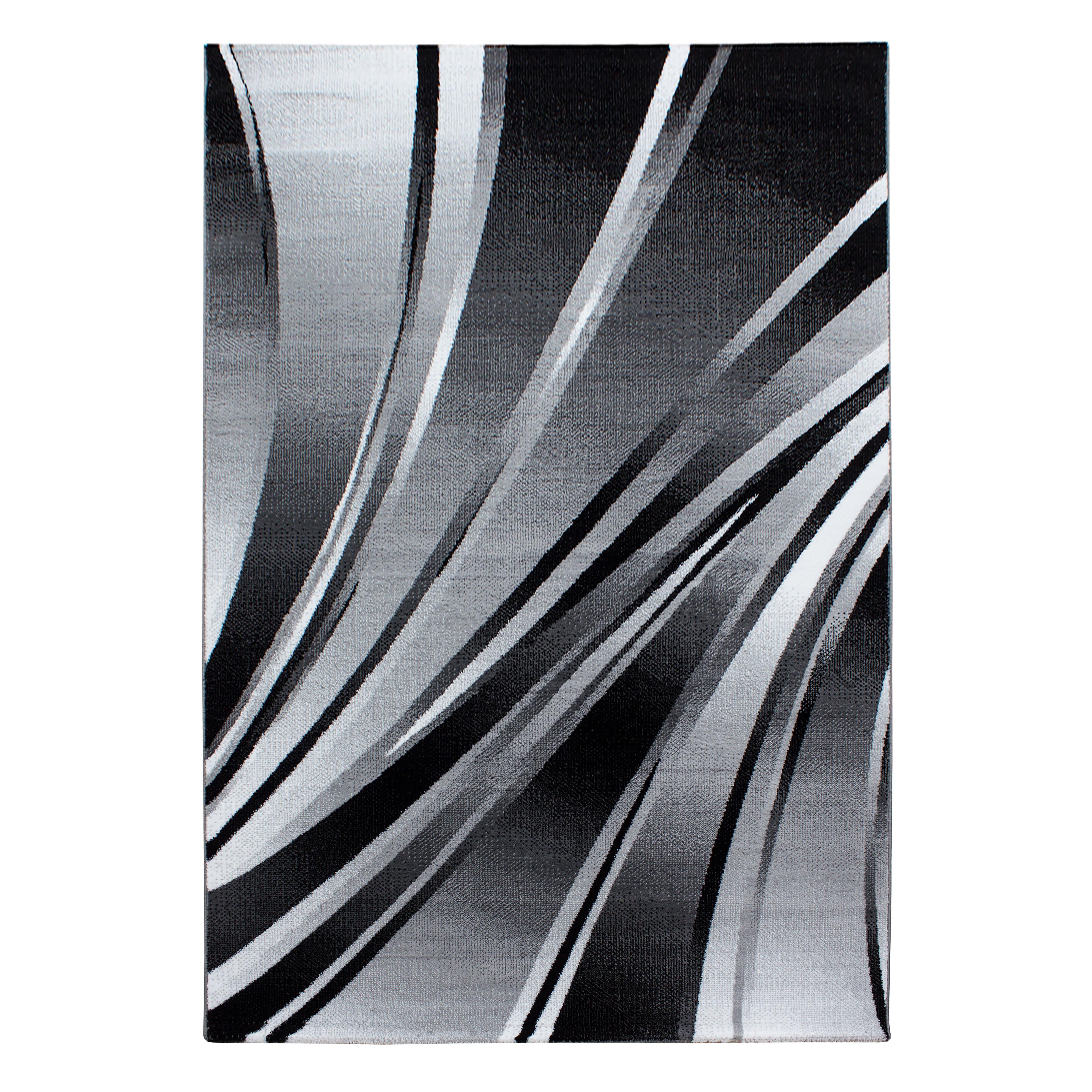 KURZFLORTEPPICH DRAU, mit abstraktem Wellenmuster, Schwarz, 140 x 200 cm - Schwarz, Textil (140/200cm) - KADIMA DESIGN