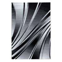 KURZFLORTEPPICH DRAU, mit abstraktem Wellenmuster, Schwarz, 120 x 170 cm - Schwarz, Textil (120/170cm) - KADIMA DESIGN