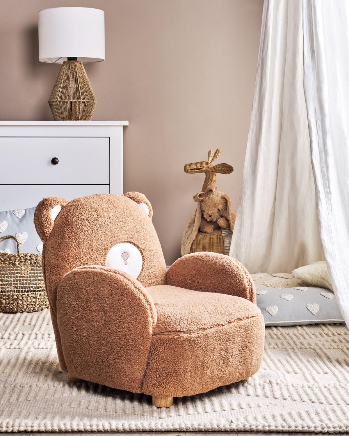 KINDERSESSEL Teddybär Bouclé Braun Boo - Braun, Textil (58/56/62cm) - Beliani