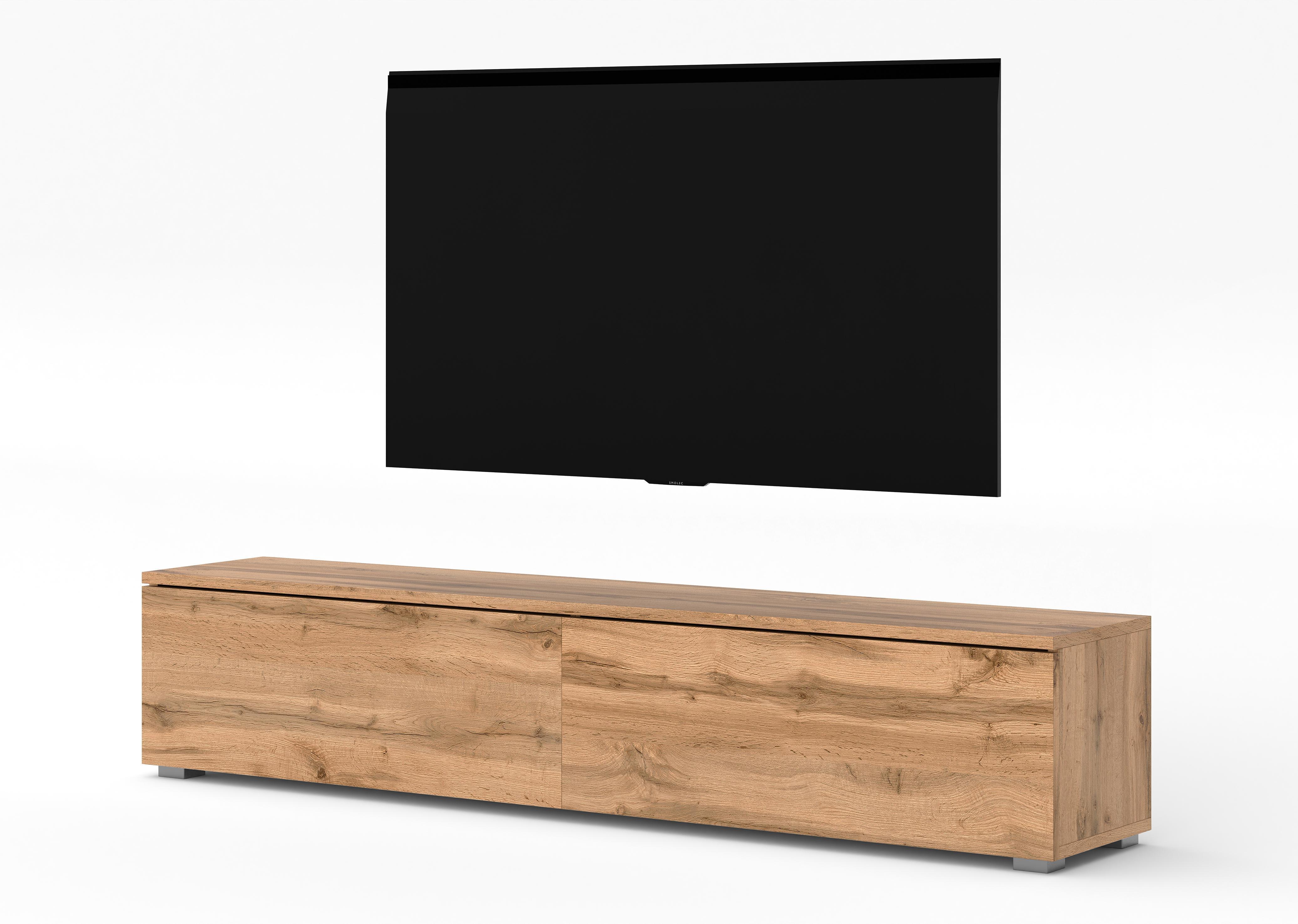 LOWBOARD Loriano 180 Eiche Wotan 180/36,5/32 cm – Hängend und Stehend - Braun, Holzwerkstoff/Kunststoff (180/36.5/32cm) - AX Living
