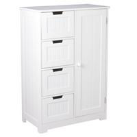 BADSCHRANK Weiß 56 x 83 x 30 cm im Landhausstil aus MDF mit 4 Schubladen und 1 Tür PATTI - Weiß, Holzwerkstoff (56/83/30cm) - KADIMA DESIGN