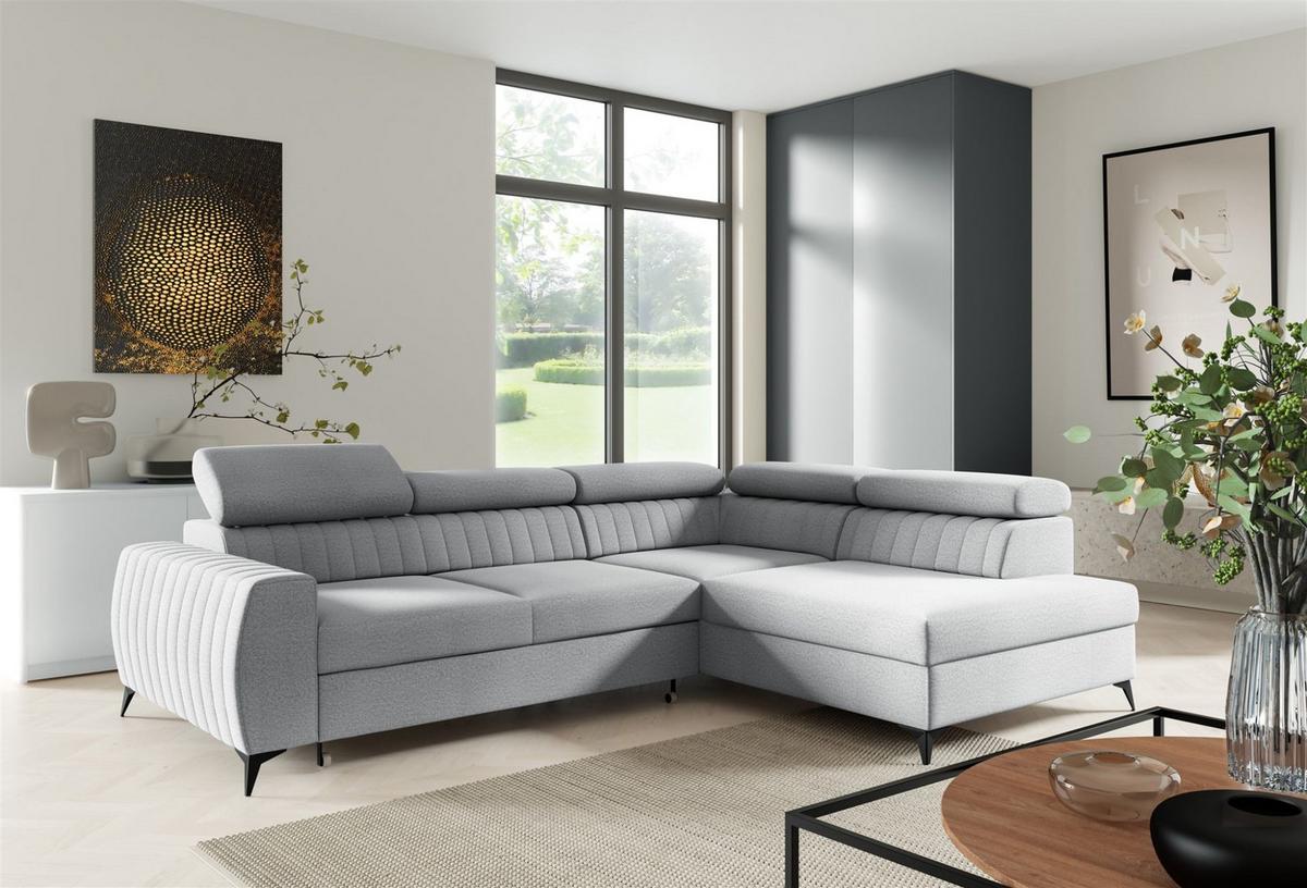 ECKSOFA Toronto - Hellgrau, Holzwerkstoff/Textil (270/200cm) - Fun Möbel