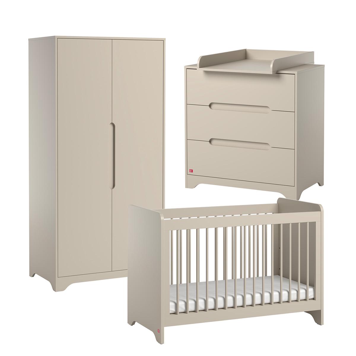 BABYZIMMER 3-teilig Ova Beige - Beige, Holzwerkstoff (124.5/86/65cm) - Petits-meubles
