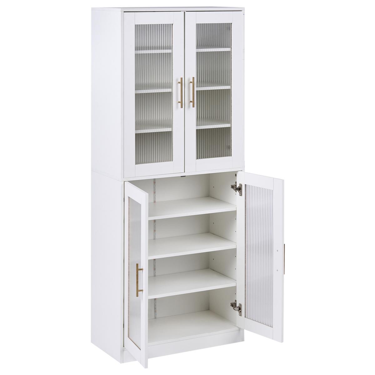 SCHUHSCHRANK mit LED-Beleuchtung Weiß Griffith - Weiß, Holzwerkstoff (70/170/35cm) - Beliani