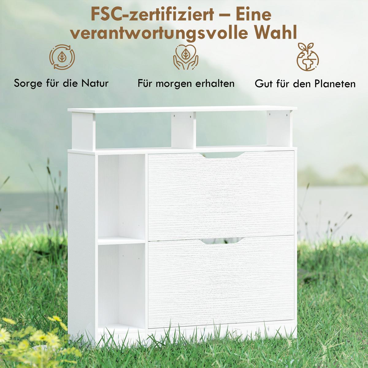 SCHUHSCHRANK aus MDF 89/25/92 cm Weiß - Weiß, Holzwerkstoff (25/92/89cm) - HOMCOM