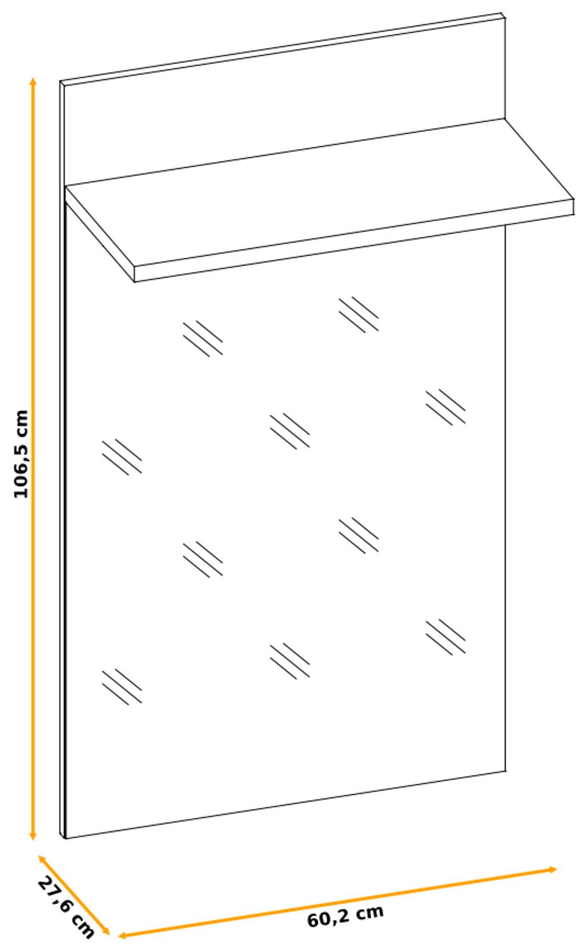 GARDEROBENSPIEGEL Kaschmir, schwarz 60 x 107 cm, Flurspiegel mit Ablage - Kaschmir/Schwarz, Glas/Holzwerkstoff (60/107/28cm) - Inn.Furn