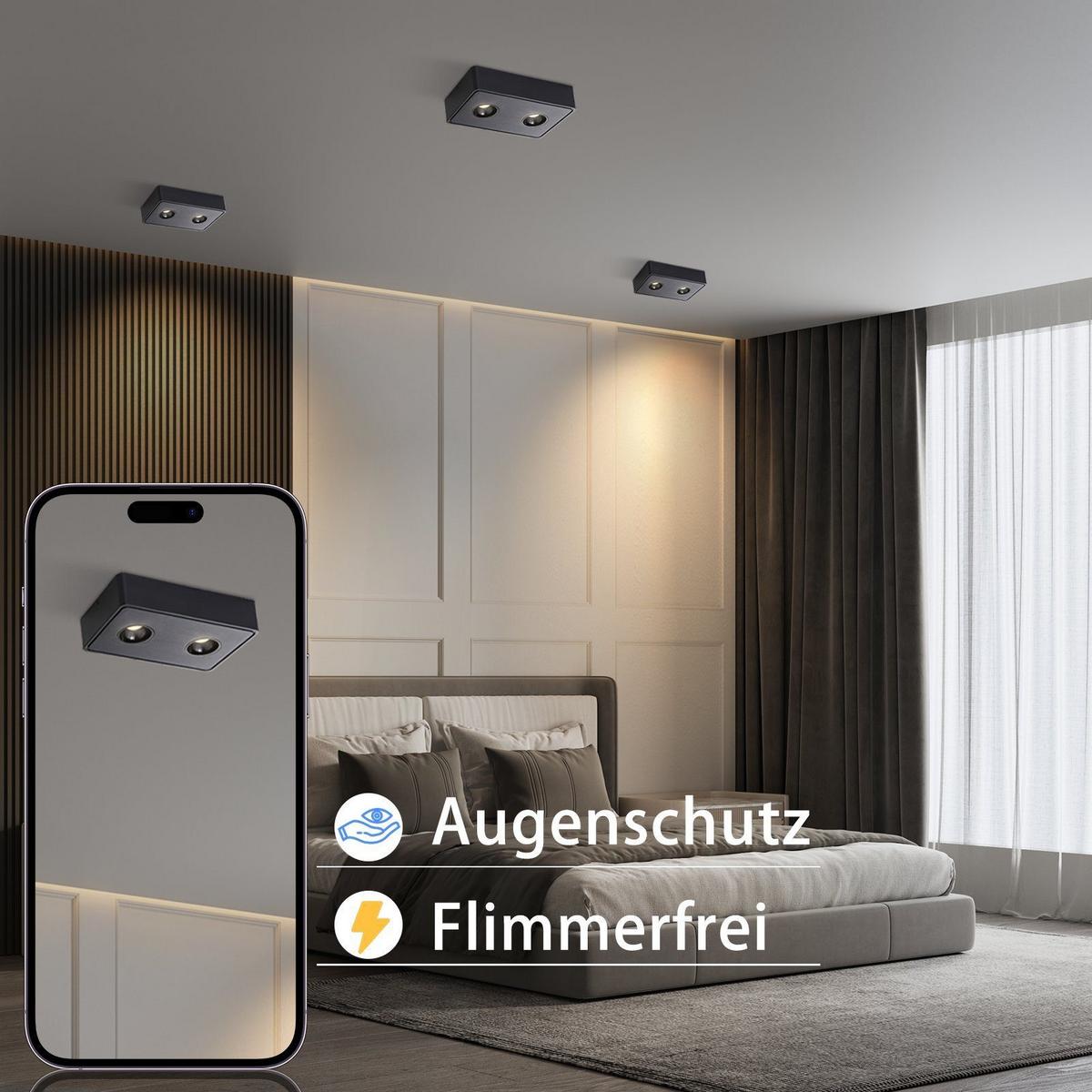 LED-DECKENLEUCHTE Traum 23/14/6 cm - Schwarz, Metall (23/14/6cm) - Nettlife