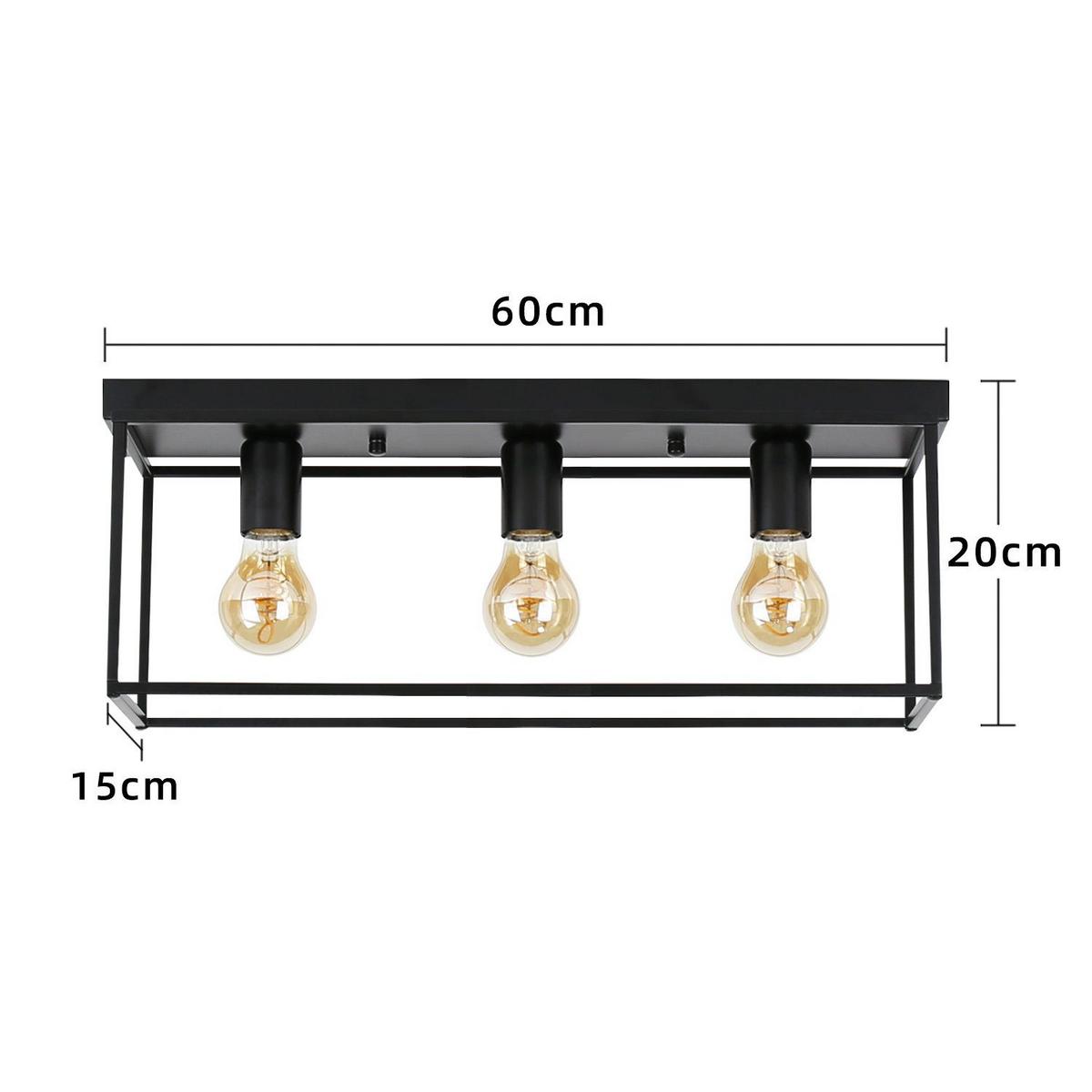DECKENLEUCHTE Liorael 58/15/20 cm - Schwarz, Metall (58/15/20cm) - ZMH