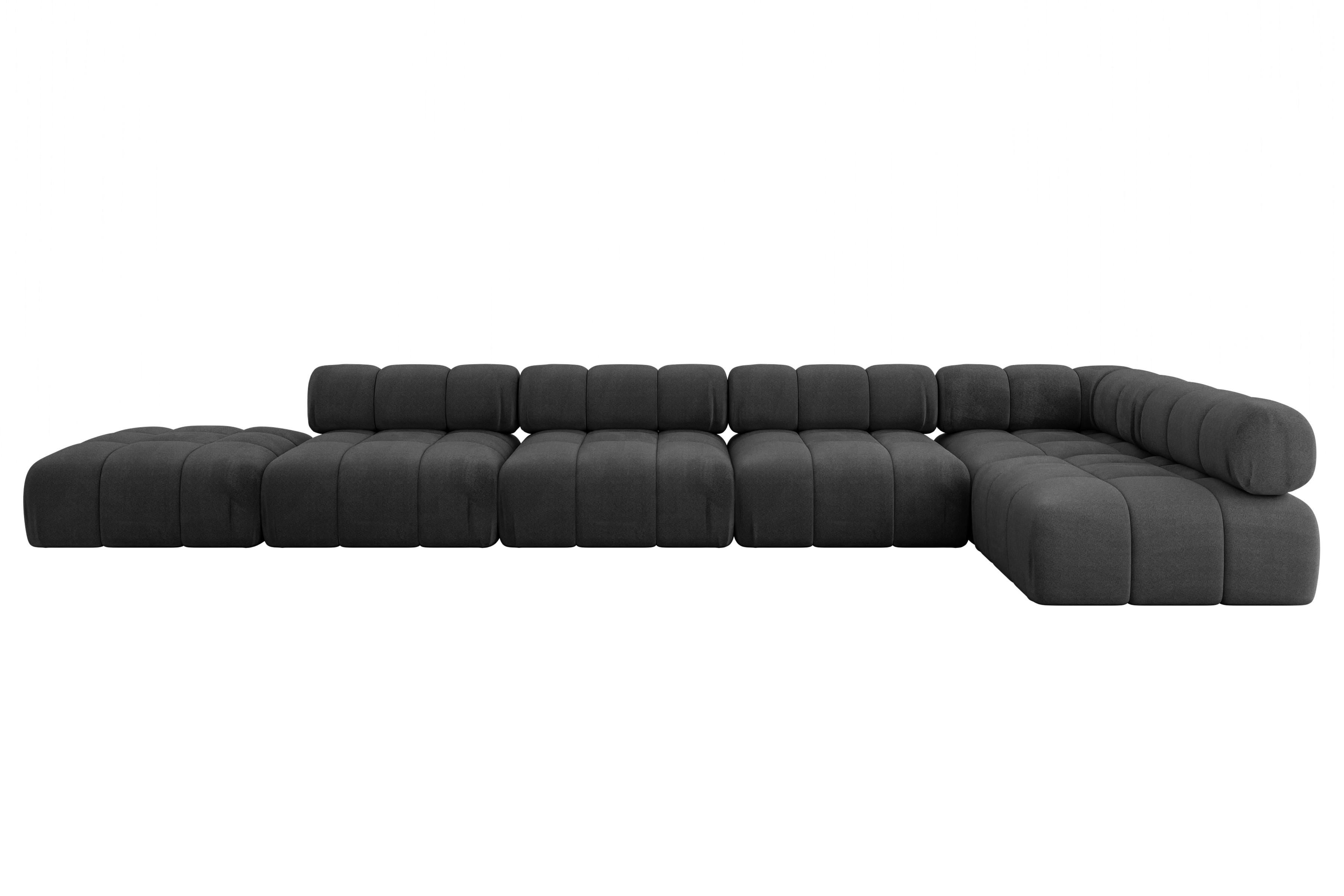 ECKSOFA modulares Sofa Favio-L3 - 475x190x70 cm Schwarz Velours - Schwarz, Holzwerkstoff/Textil (475/190cm) - ALTDECOR
